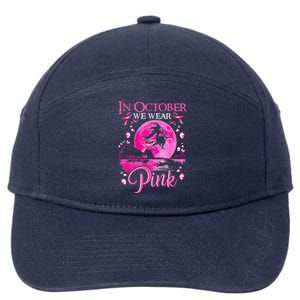 In October We Wear Pink Ribbon Witch Breast Cancer Halloween 7-Panel Snapback Hat