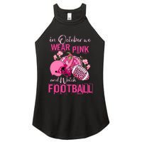 In October We Wear Pink And Watch Football Breast Cancer Awareness Women's Perfect Tri Rocker Tank