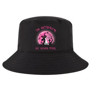 In October We Wear Pink Cat Witch Breast Cancer Halloween Cool Comfort Performance Bucket Hat