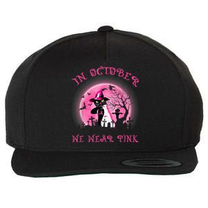 In October We Wear Pink Cat Witch Breast Cancer Halloween Wool Snapback Cap