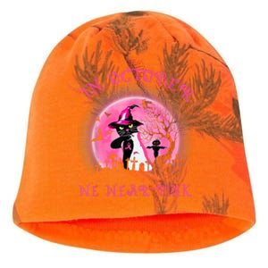 In October We Wear Pink Cat Witch Breast Cancer Halloween Kati - Camo Knit Beanie