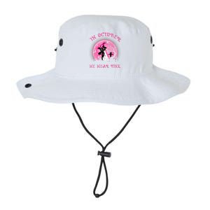 In October We Wear Pink Cat Witch Breast Cancer Halloween Legacy Cool Fit Booney Bucket Hat