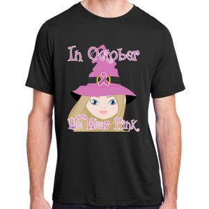 In October We Wear Pink Halloween Witch Breast Cancer Ribbon Adult ChromaSoft Performance T-Shirt