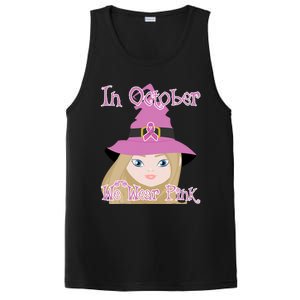 In October We Wear Pink Halloween Witch Breast Cancer Ribbon PosiCharge Competitor Tank