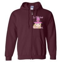 In October We Wear Pink Halloween Witch Breast Cancer Ribbon Full Zip Hoodie