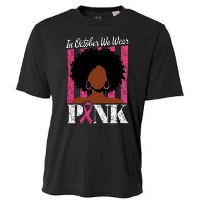 In October We Wear Afro Woman Breast Cancer Awareness Cooling Performance Crew T-Shirt