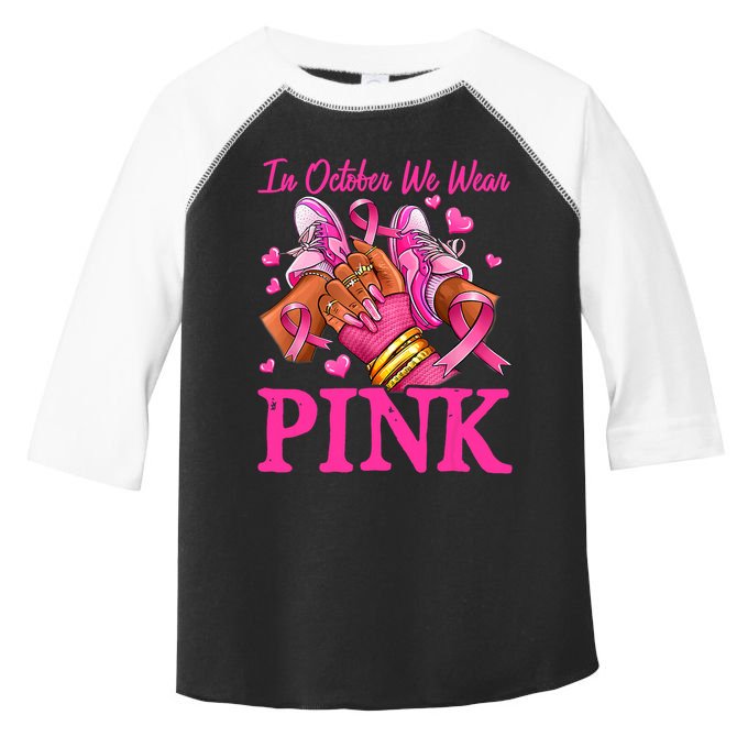 In October We Wear Black Breast Cancer Awareness Toddler Fine Jersey T-Shirt