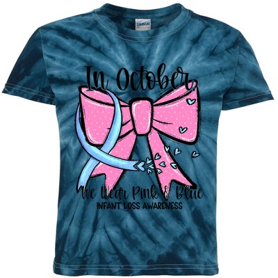 In October We Wear Blue Pregnancy Infant Loss Awareness Kids Tie-Dye T-Shirt