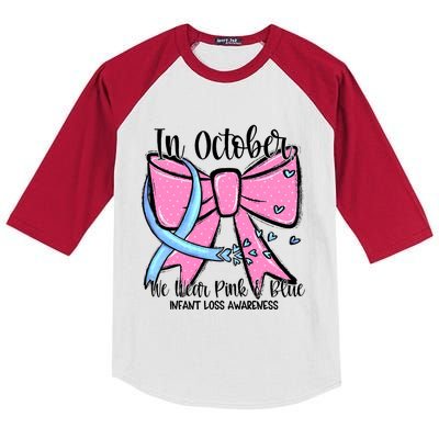 In October We Wear Blue Pregnancy Infant Loss Awareness Kids Colorblock Raglan Jersey