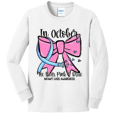 In October We Wear Blue Pregnancy Infant Loss Awareness Kids Long Sleeve Shirt