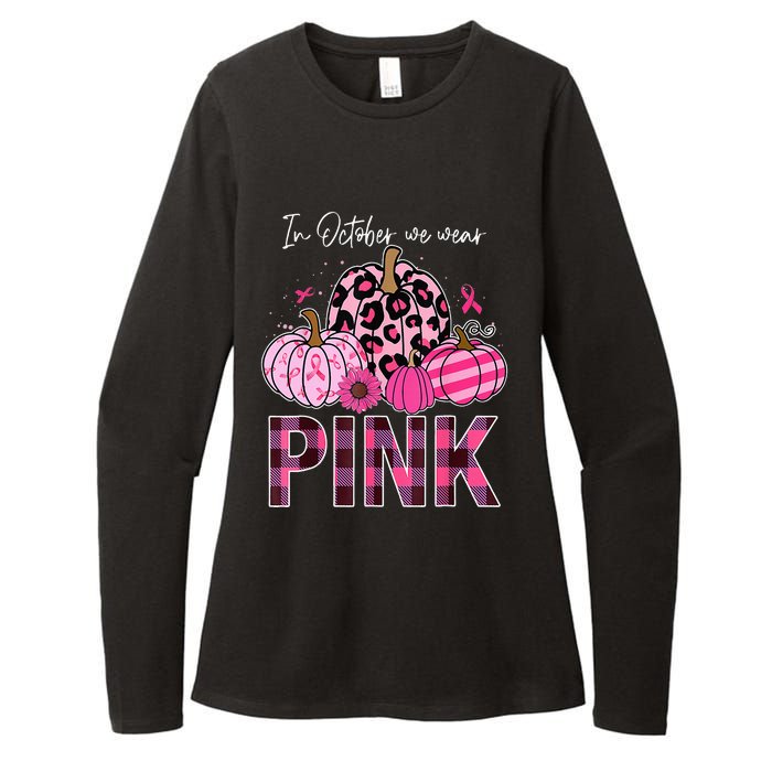 In October We Wear Pink Pumpkin Breast Cancer Awareness Womens CVC Long Sleeve Shirt