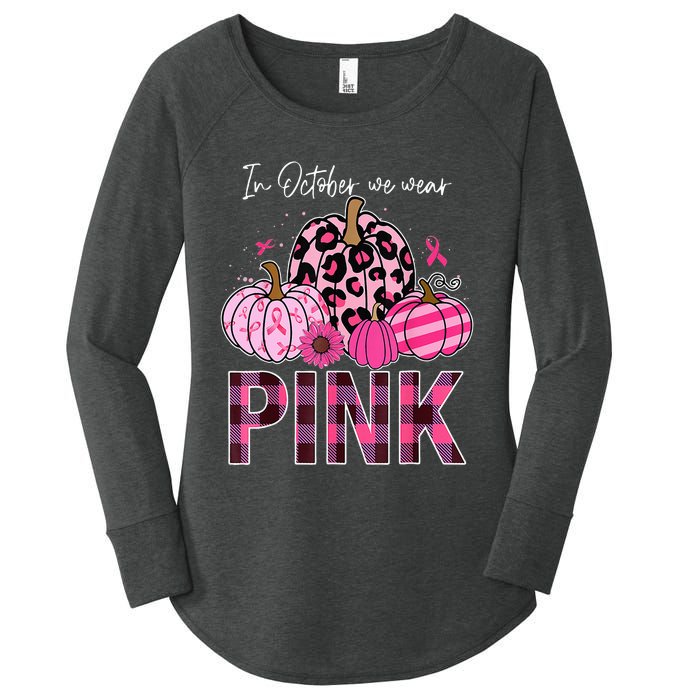 In October We Wear Pink Pumpkin Breast Cancer Awareness Women's Perfect Tri Tunic Long Sleeve Shirt