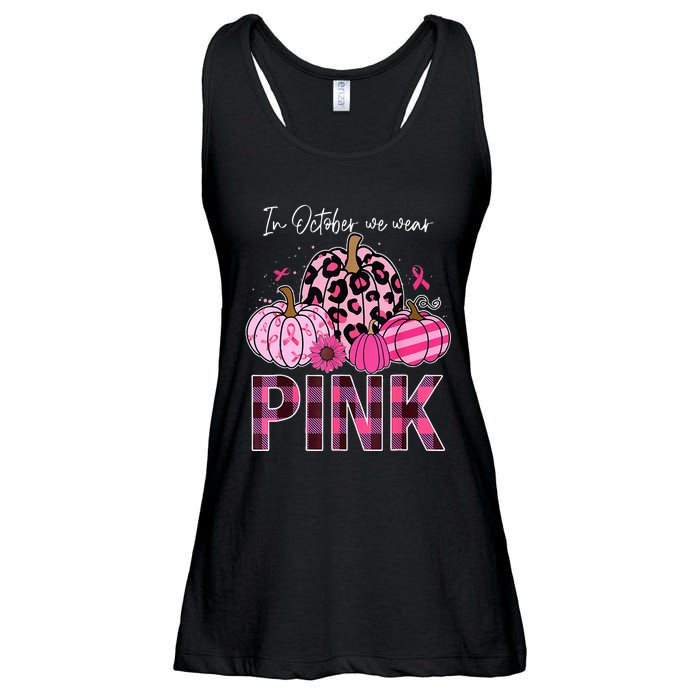 In October We Wear Pink Pumpkin Breast Cancer Awareness Ladies Essential Flowy Tank