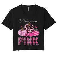 In October We Wear Pink Pumpkin Breast Cancer Awareness Women's Crop Top Tee