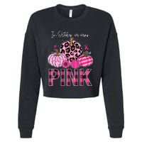 In October We Wear Pink Pumpkin Breast Cancer Awareness Cropped Pullover Crew