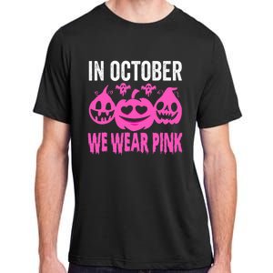 In October We Wear Pink Breast Cancer Pumpkin Halloween Adult ChromaSoft Performance T-Shirt