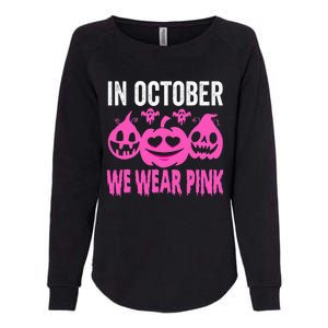 In October We Wear Pink Breast Cancer Pumpkin Halloween Womens California Wash Sweatshirt