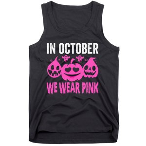 In October We Wear Pink Breast Cancer Pumpkin Halloween Tank Top