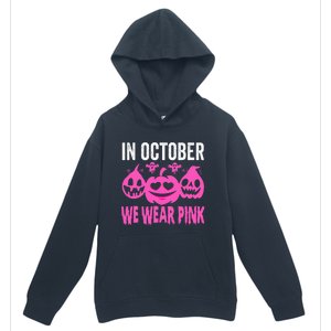 In October We Wear Pink Breast Cancer Pumpkin Halloween Urban Pullover Hoodie