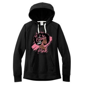 In October We Wear Breast Cancer Awareness Black Women's Fleece Hoodie