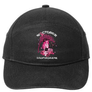 In October We Wear Pink Halloween Witch Breast Cancer 7-Panel Snapback Hat