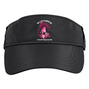 In October We Wear Pink Halloween Witch Breast Cancer Adult Drive Performance Visor