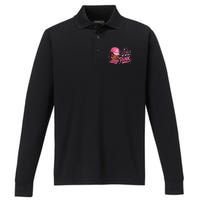 In October We Wear Pin.K Breast Cancer Awareness Black Women Performance Long Sleeve Polo