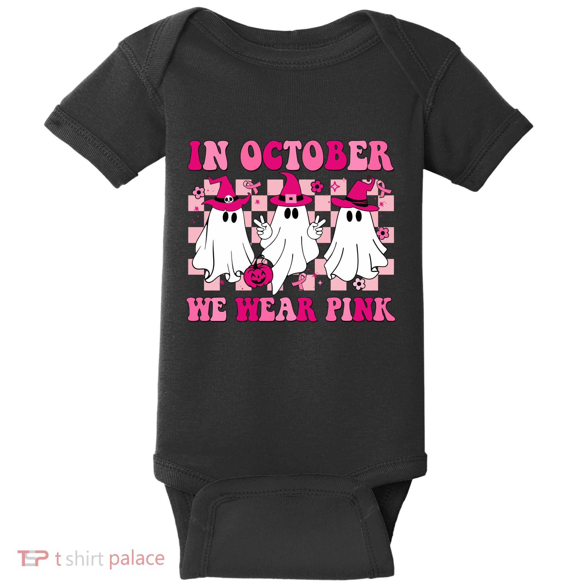 In October We Wear Wizard Cute Ghost Ghoul Halloween Baby Bodysuit