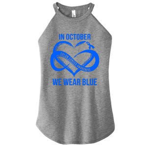 In October We Wear Blue For Colon Cancer Awareness Gift Women’s Perfect Tri Rocker Tank