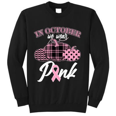 In October We Wear Pink Pattern Pumpkins Breast Cancer Awareness Sweatshirt