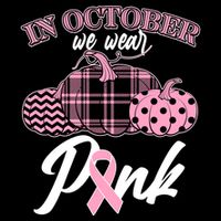 In October We Wear Pink Pattern Pumpkins Breast Cancer Awareness Bag