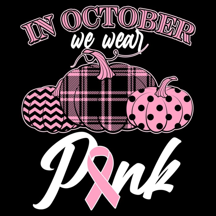 In October We Wear Pink Pattern Pumpkins Breast Cancer Awareness Bag