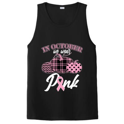 In October We Wear Pink Pattern Pumpkins Breast Cancer Awareness PosiCharge Competitor Tank