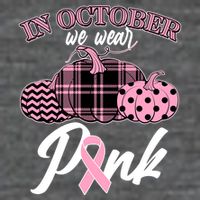 In October We Wear Pink Pattern Pumpkins Breast Cancer Awareness Zip Tote Bag