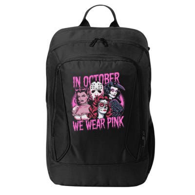 In October We Wear P.I.N.K Horror Breast Cancer Awareness City Backpack