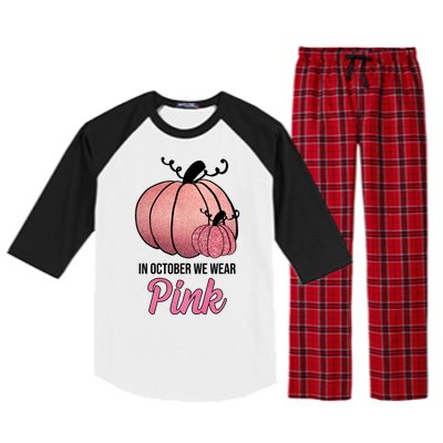 In October We Wear Pink Breast Cancer Pumpkin Raglan Sleeve Pajama Set