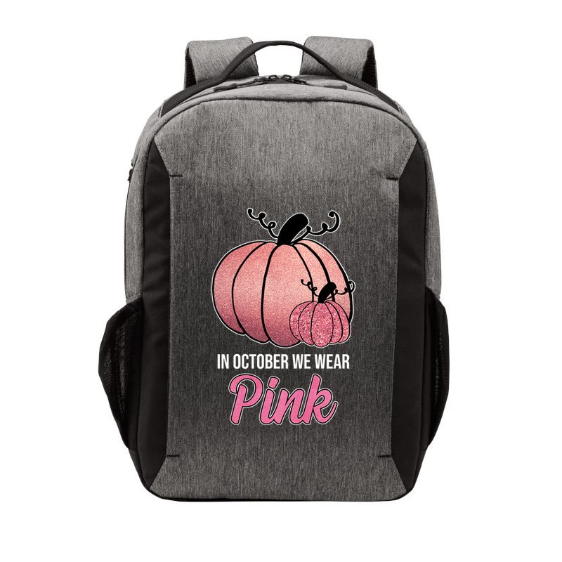 In October We Wear Pink Breast Cancer Pumpkin Vector Backpack