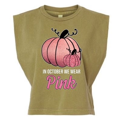 In October We Wear Pink Breast Cancer Pumpkin Garment-Dyed Women's Muscle Tee