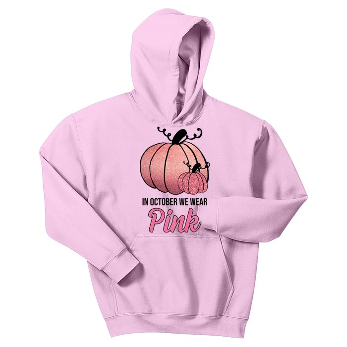 In October We Wear Pink Breast Cancer Pumpkin Kids Hoodie