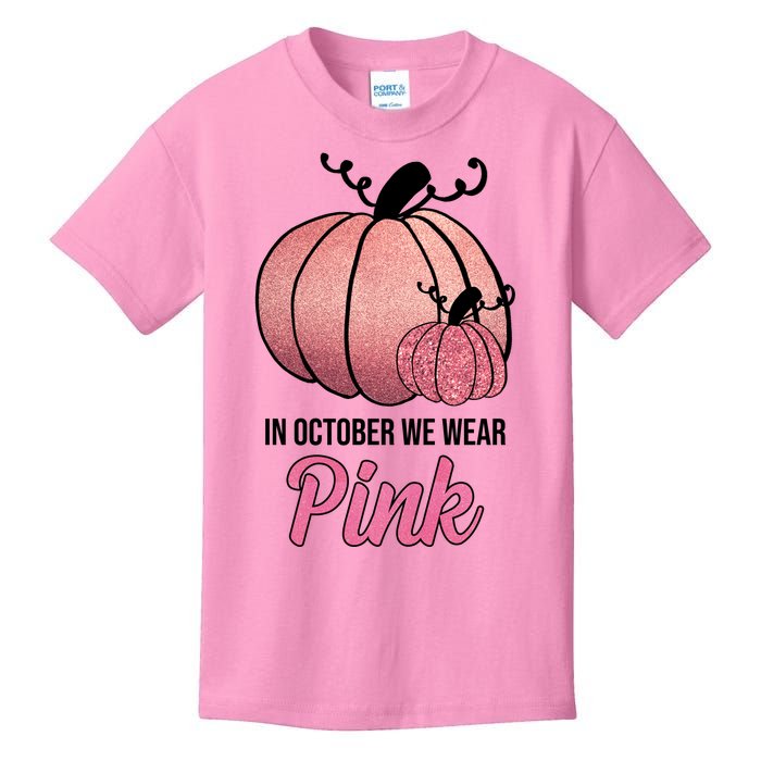 In October We Wear Pink Breast Cancer Pumpkin Kids T-Shirt