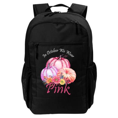 In October We Wear Pink Pumpkin Floral Breast Cancer Backpack