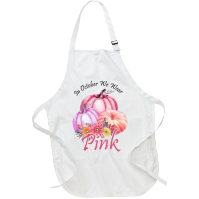 In October We Wear Pink Pumpkin Floral Breast Cancer Apron