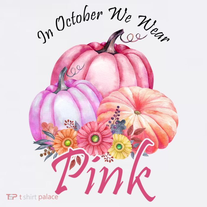 In October We Wear Pink Pumpkin Floral Breast Cancer T-Shirt