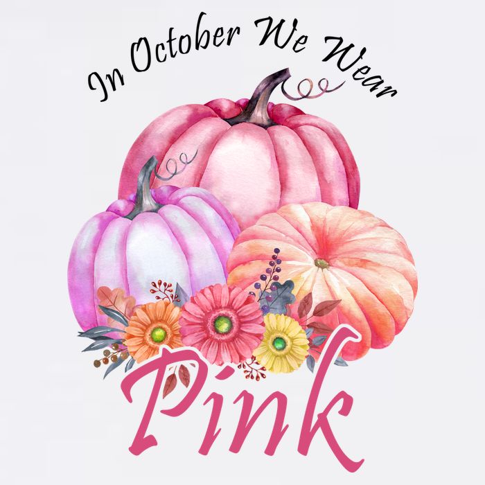 In October We Wear Pink Pumpkin Floral Breast Cancer Premium T-Shirt