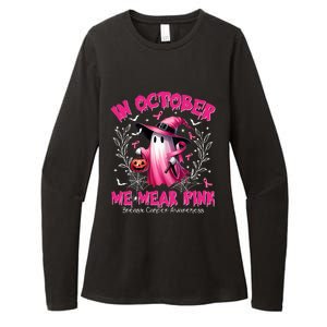 In October We Wear P.I.N.K Ghost Witch Breast Cancer Awareness Womens CVC Long Sleeve Shirt