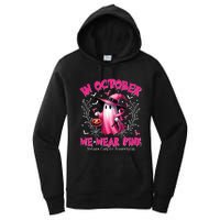 In October We Wear P.I.N.K Ghost Witch Breast Cancer Awareness Women's Pullover Hoodie