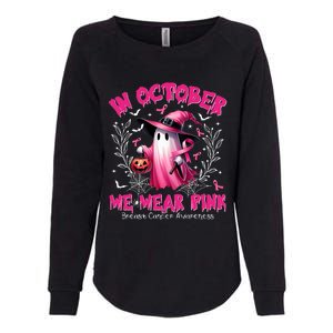 In October We Wear P.I.N.K Ghost Witch Breast Cancer Awareness Womens California Wash Sweatshirt