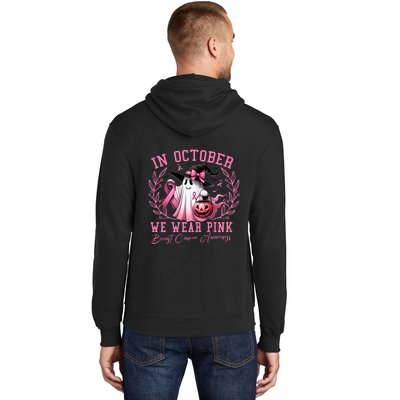 In October We Wear Pink Ghost Trick Or Treat Breast Cancer Front And Back Hoodie