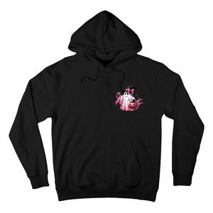 In October We Wear Pink Ghost Trick Or Treat Breast Cancer Front And Back Hoodie