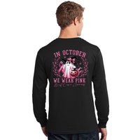 In October We Wear Pink Ghost Trick Or Treat Breast Cancer Front And Back Long Sleeve Shirt